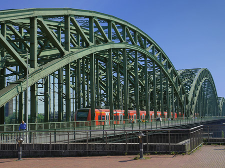 Foto Hohenzollernbrücke mit Zug - Köln