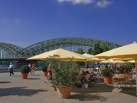 Foto Sonnenschirme vor der Hohenzollernbrücke